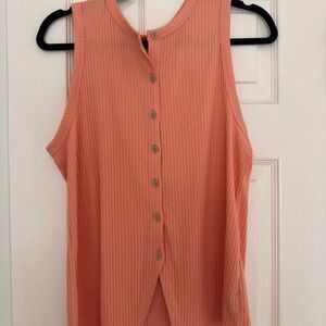 Old Navy Sleeveless Ribbed Button-Front Tank in Coral